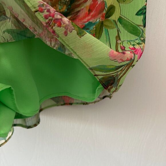 Jay Godfrey Lydia Romper Strapless Green Chiffon Floral Mini Resort US 6 Small - Picture 5 of 10